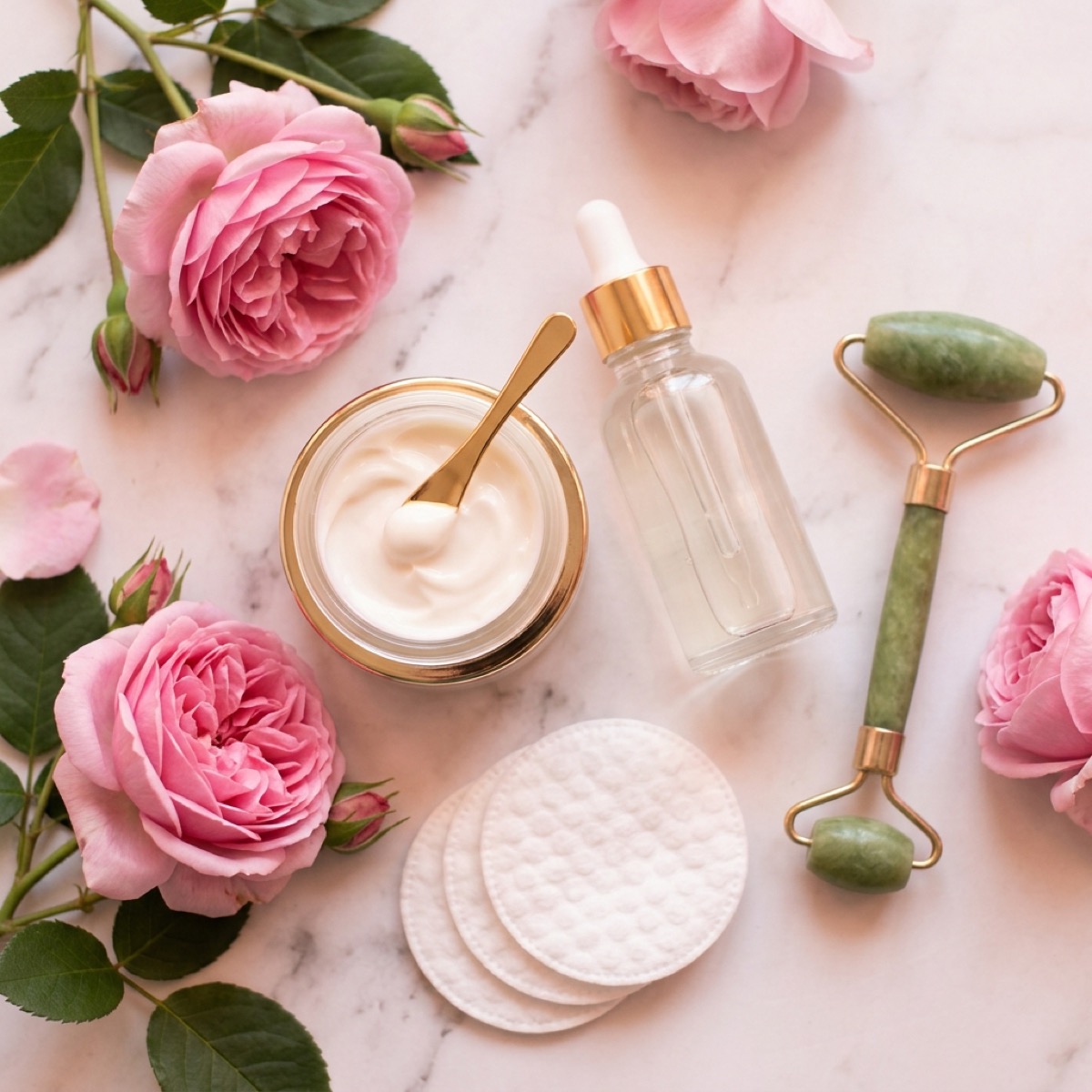 Beauty skincare flatlay